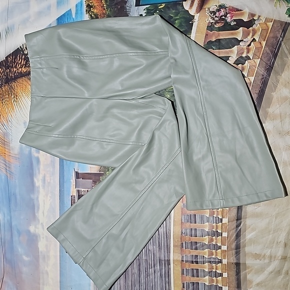 We The Free Faux Leather Green Flare Pants Size 31 - Picture 4 of 8